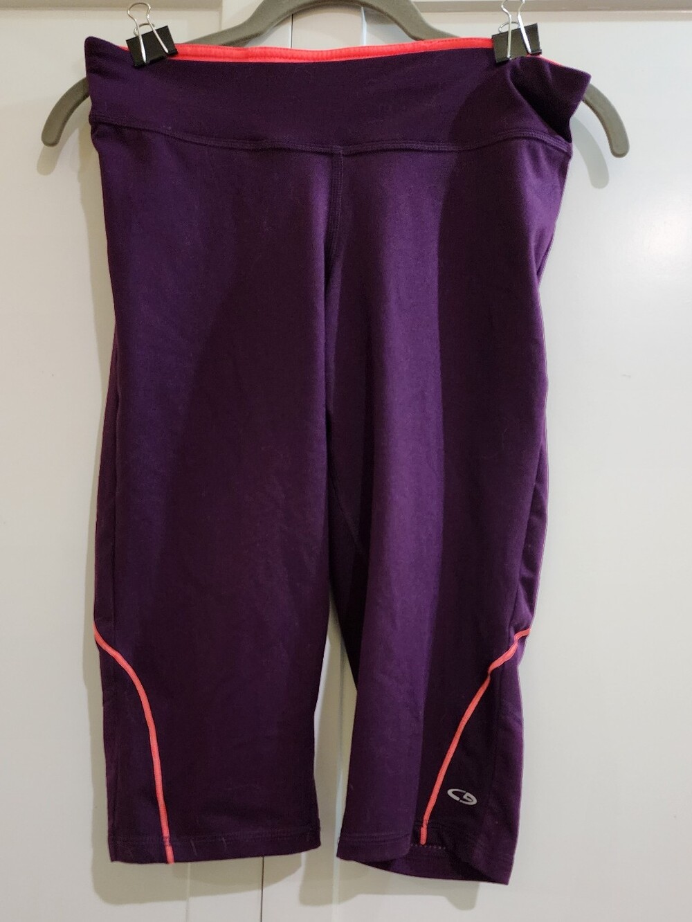 Womens  Purple Athletic Capri Bottoms with Pink Trim